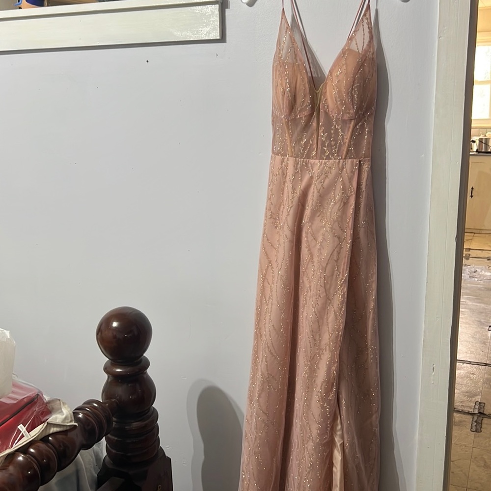 David’s Bridal Pink A line Prom Dress